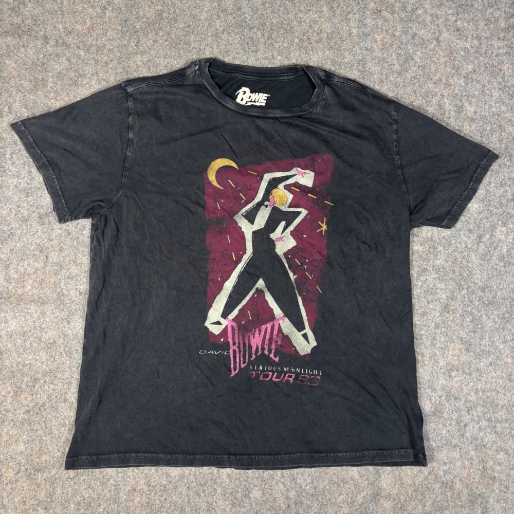 Lucky Brand David Bowie T-Shirt Mens Small Black Serious Moonlight Tour 83